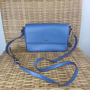 DKNY Bryant Medium Flap Crossbody Shoulder Bag Pacific Blue Faux Leather NWOT